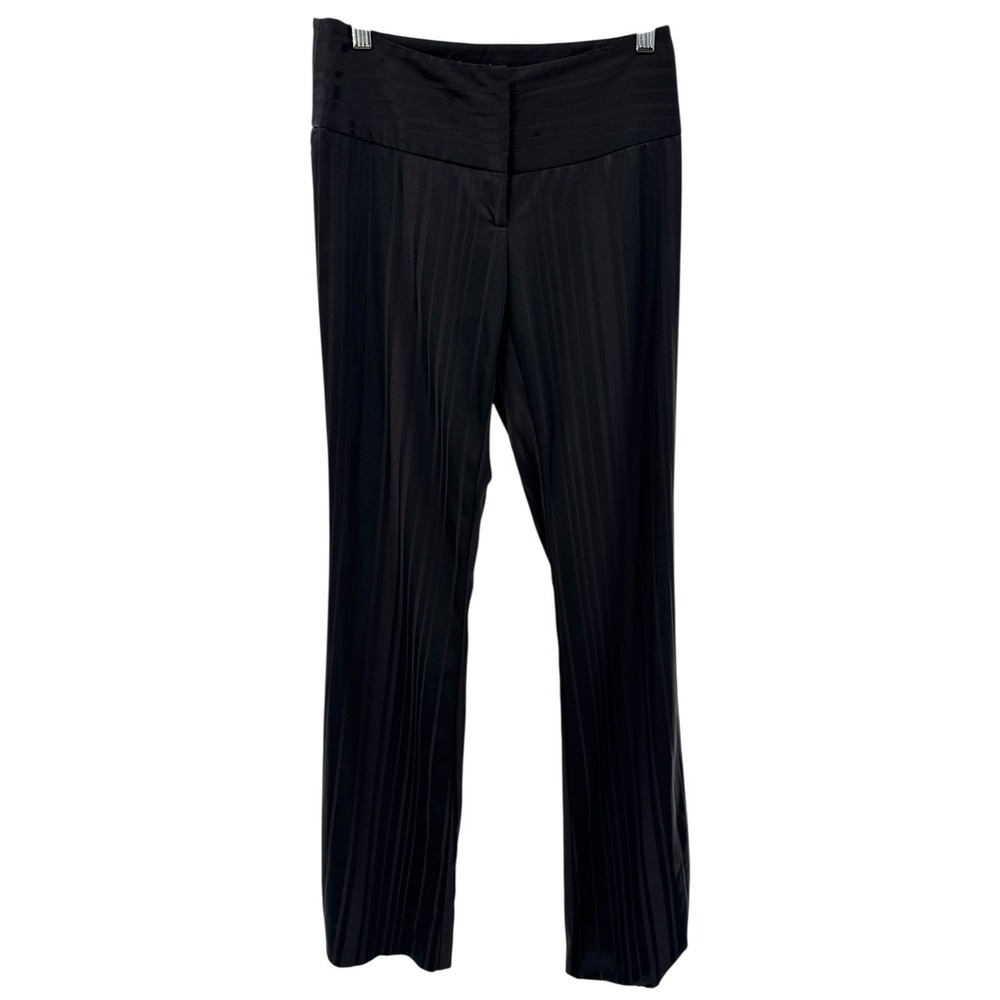 Cache Women's Black Satin Pinstripe Pants Size 0 Dress Slacks Wide Waistband
